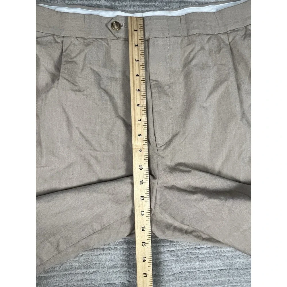 T Harris London Pants‎ Mens 44X32 Brown Straight Leg Chino Pleated Casual